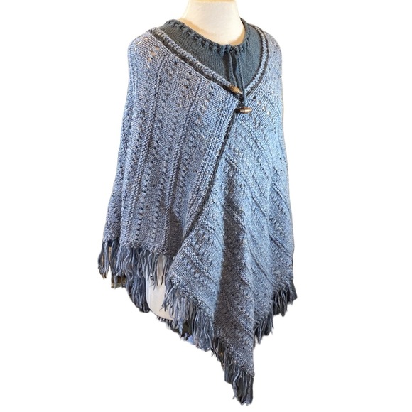 Handknit Mohair Blend Poncho - Picture 3 of 7